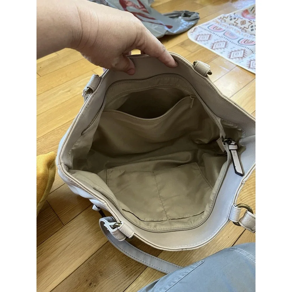 Rossetti Beige Faux Leather Tote Bag with Embroidery and Dual‎ Handles